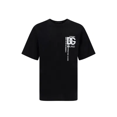 Dolce & Gabbana T-shirt With Embroidery And Prints In Black