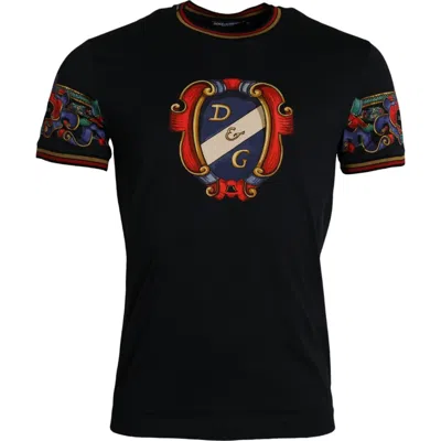 Pre-owned Dolce & Gabbana T-shirt Black Logo Print Cotton Crew Neck It44/us34/xs 520usd
