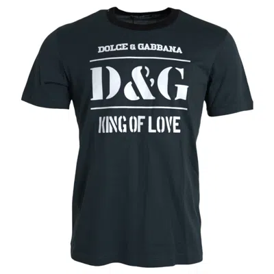 Pre-owned Dolce & Gabbana T-shirt Blue Logo Print Crewneck Short Sleeve It50/us40/l 420usd