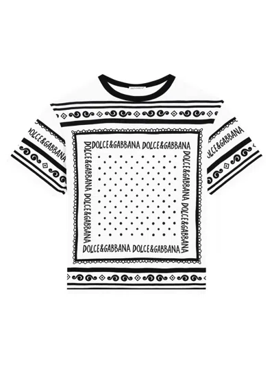Dolce & Gabbana Kids' T-shirt Con Stampa In Blue