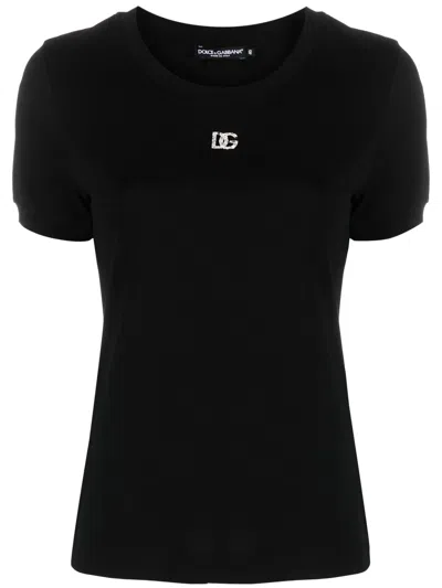 Dolce & Gabbana T-shirt Dg Crystal In Black