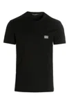 Dolce & Gabbana Dolce&gabbana Black Crewneck T Shirt With Logo Plaque In Black