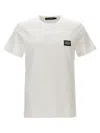 Dolce & Gabbana White Crewneck T-shirt With Logo Plate In Cotton Man In White