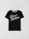 Dolce & Gabbana Boy's Flocked Logo Script Ringer T-shirt In Black