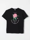 Dolce & Gabbana Girl's Rose-print Graphic T-shirt In Schwarz
