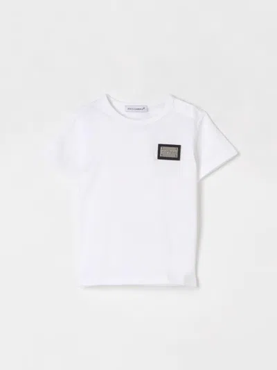 Dolce & Gabbana T-shirt Aus Baumwolljersey Mit Logodruck In White