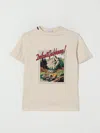 Dolce & Gabbana Ivory T-shirt For Boy With Expolorer Print In Neutral