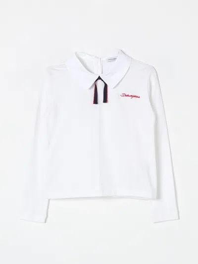 Dolce & Gabbana Kids' Cotton Collared Shirt In Weiss