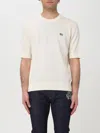 Dolce & Gabbana White T-shirt With Crew Neck And Applied Logo Plate On The Chest In Cotton Man In Beige