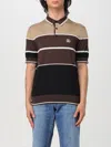 Dolce & Gabbana Silk Polo Shirt Striped Pattern In Brown