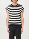 Dolce & Gabbana Black And White Sleeveless Top With Round Neck And All-over Strpied Motif In White