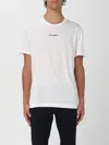 Dolce & Gabbana White Crewneck T-shirt With Signature Logo In Cotton Man In Neutral