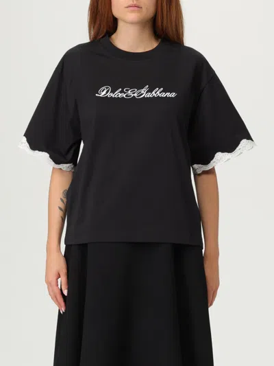 Dolce & Gabbana Jersey T-shirt With Embroidery In Black