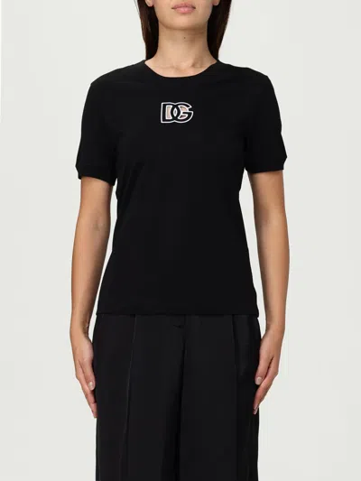 Dolce & Gabbana Jersey T-shirt With Dg Logo Embroidery In Black