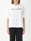 Dolce & Gabbana Dolce&gabbana White Crew-neck T-shirt With Logo In Cotton Women In White
