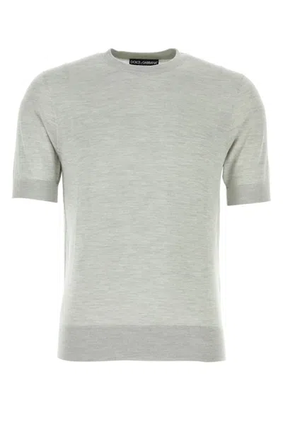 Dolce & Gabbana Short-sleeved Knitted T-shirt In Gray