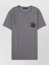 Dolce & Gabbana Crewneck T-shirt With Logo-patch In Gray