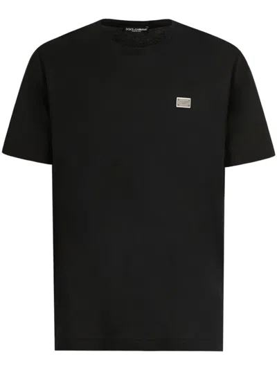 DOLCE & GABBANA COTTON T-SHIRT WITH METAL TAG