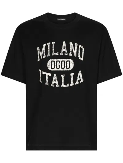 Dolce & Gabbana Cotton T-shirt With Dg Logo Print In Multicolor
