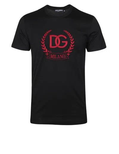 Dolce & Gabbana T-shirt In Cotton Jersey With Dg Logo In Black