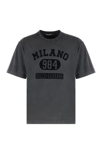 Dolce & Gabbana T-shirt In Cotton With Print In Black