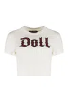 Dolce & Gabbana Graphic Print Cropped Top With Short Sleeves In White
