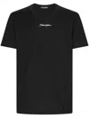Dolce & Gabbana Black Crewneck T-shirt With Signature Logo In Cotton Man In Black  