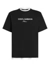 Dolce & Gabbana Logo-embroidered Layering Cotton T-shirt In Black