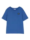 Dolce & Gabbana Pacific Blue Crew Neck Logo  T-shirt In Blue