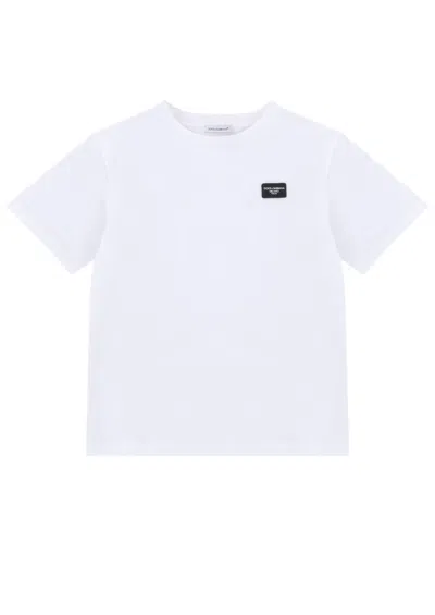 Dolce & Gabbana Kids' T Shirt Manica Corta In Bianco Ottico