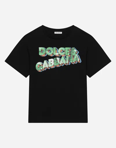 Dolce & Gabbana Kids' Logo-print Cotton T-shirt In Black