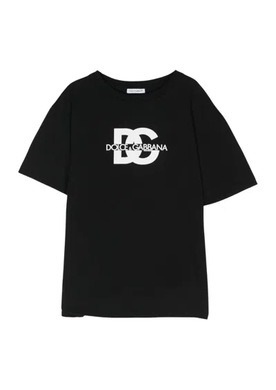 Dolce & Gabbana Kids' T Shirt Manica Corta In Nero