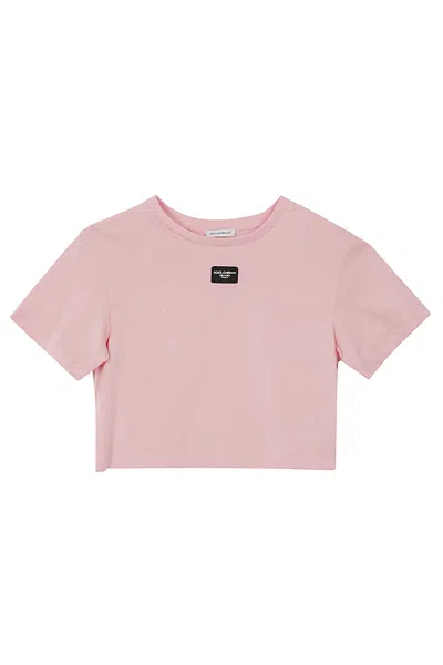 Dolce & Gabbana Kids' T Shirt Manica Corta In Rosa