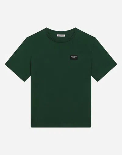 Dolce & Gabbana T-shirt Manica Corta In Verde Muschio Scuro
