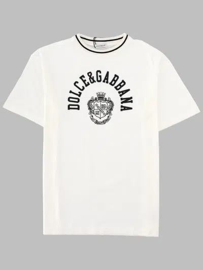 Dolce & Gabbana Short Sleeve Mini T-shirt For Boys In White