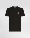 Dolce & Gabbana Embroidered Bee And Crown Cotton T-shirt In Multicolor