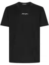 Dolce & Gabbana Black Crewneck T-shirt With Signature Logo In Cotton Man In Black