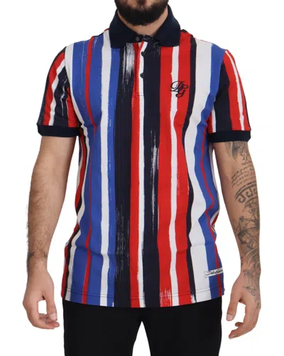 Pre-owned Dolce & Gabbana T-shirt Multicolor Cotton Polo Top Mens It48/ Us38 /m Rrp $800