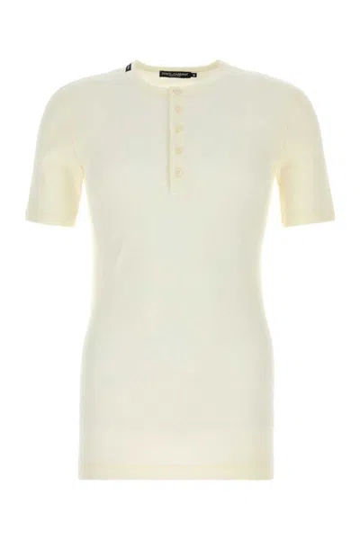Dolce & Gabbana Serafino Cotton T-shirt For Men In White