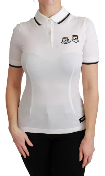 Pre-owned Dolce & Gabbana T-shirt Polo Dgfamily White Cotton It38 / Us4 / S Rrp $720