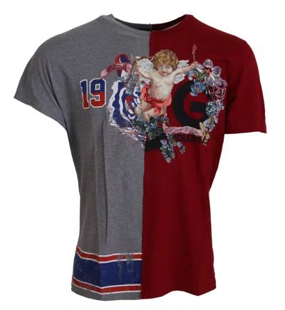 Pre-owned Dolce & Gabbana T-shirt Red Gray Two Model Dg Angel Crewneck It48 / M Rrp $980