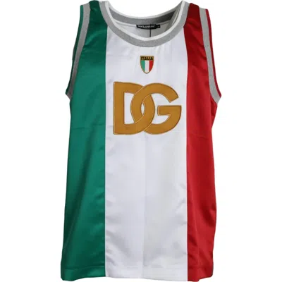 Pre-owned Dolce & Gabbana T-shirt Sleeveless Top Italian Flag Basket S. Xs Rrp 1300usd In Multicolor