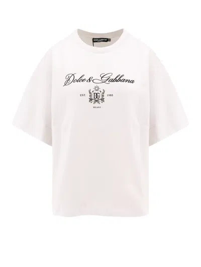 Dolce & Gabbana Monogram Embroidered Crewneck T-shirt In White