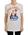 Dolce & Gabbana Elegant White Crew Neck Tee With Colorful Print In White