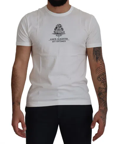 Pre-owned Dolce & Gabbana T-shirt White Logo Cotton Amor Magister It46 / Us36 / S Rrp $500