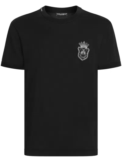 Dolce & Gabbana T-shirt With Appliqué In Black  