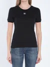 Dolce & Gabbana Black T-shirt With Logo Decorated With Crystals On The Front In Cotton Woman In Black