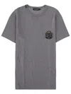 Dolce & Gabbana Crewneck T-shirt With Logo-patch In Gray