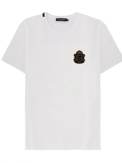 Dolce & Gabbana Men T-shirt With Heraldic Logo In White