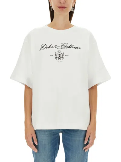 Dolce & Gabbana T-shirt With Lettering Logo In White